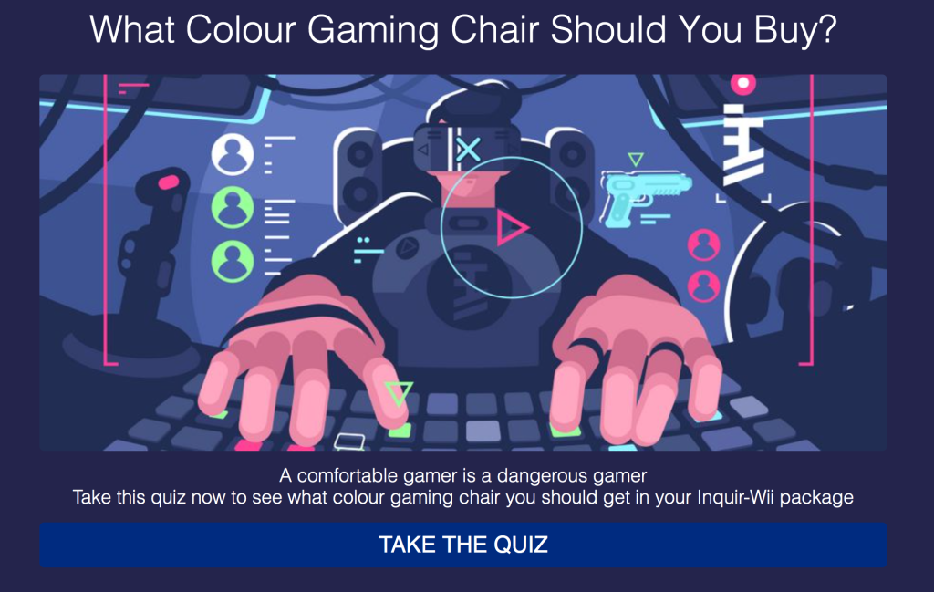 Gamer chair quiz screenshot